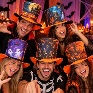 SOMBRERO GALERA HALLOWEEN ESTAMPADA (PACK X 5 UNIDADES)